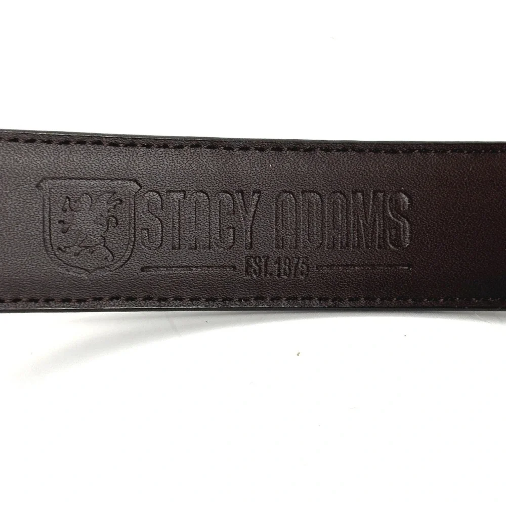 Stacy Adams Leather Belt Mens 38 Brown Textured Detail Classic Office Formal